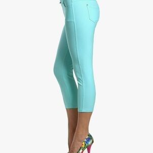Turquoise Pull On Cropped Pants
